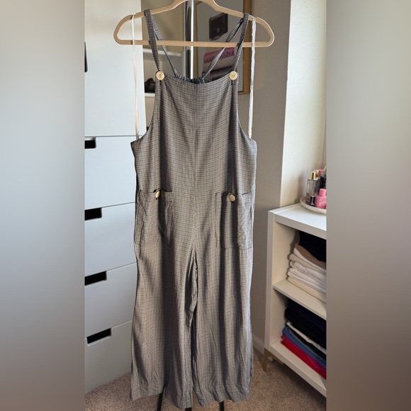 Rampage Gray Checkered Spring Summer Sleeveless Jumpsuit Overall Size Medium - Picture 6 of 6